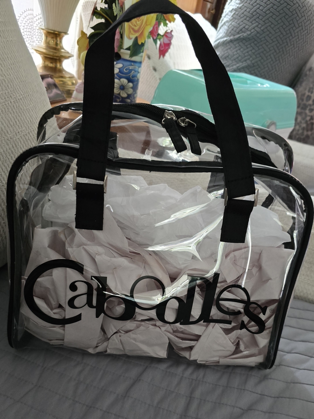 Clear Black-Trim Tote Bag